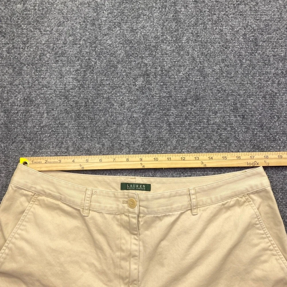 Lauren Ralph Lauren Womens 14W Khaki Tan Chino Shorts Cotton Twill Tropical